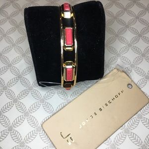 NEW!! Authentic, Brazilian, Jorge Bischoff Coral & Gold Bangle Bracelet